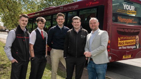 The Harrogate Bus Company unveils specially liveried bus to promote tuning in to Your Harrogate on the move